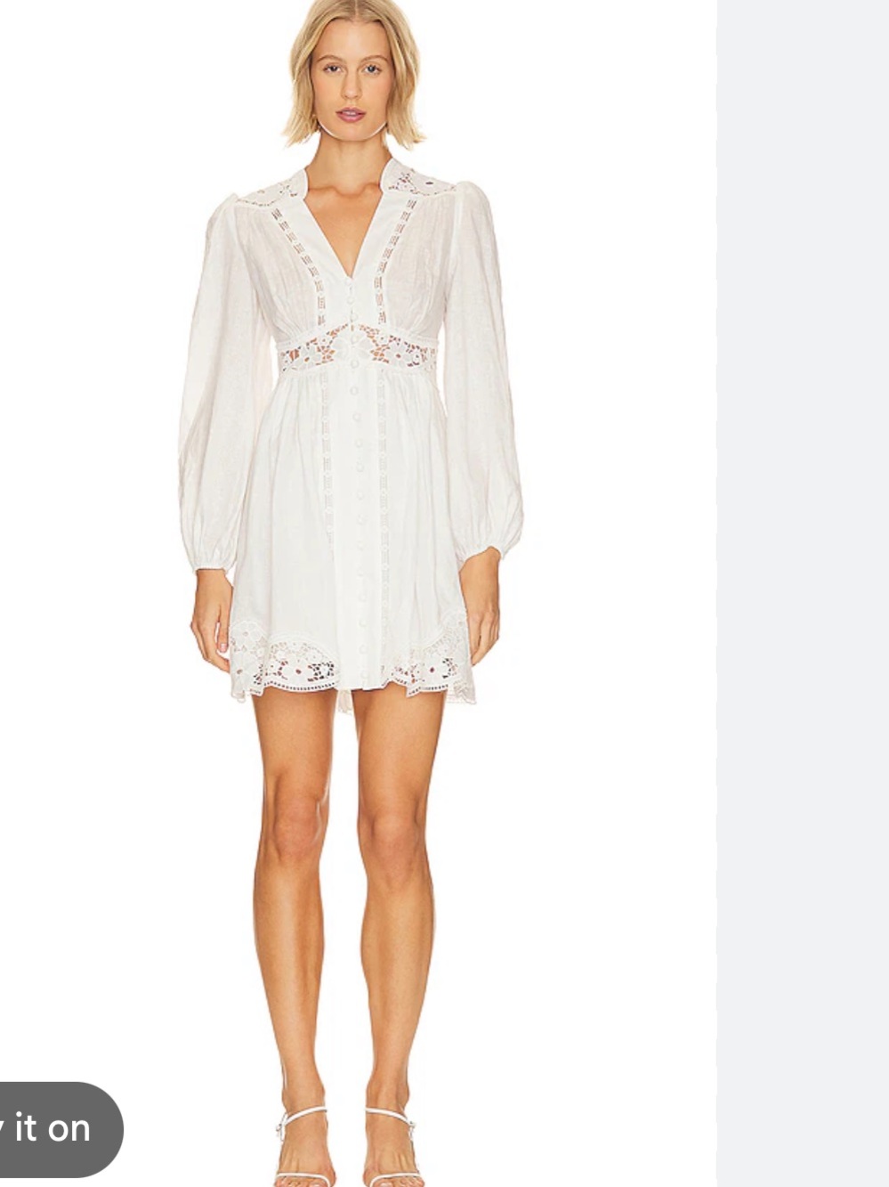 Zimmermann White Lace-Trim Long Sleeve  Dress